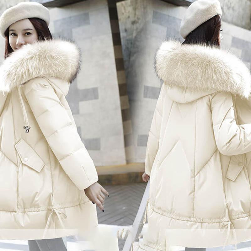 Large Fur Collar Cotton Jacket Women Mid-length Korean Style Loose Fashion Jacket Women