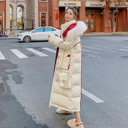 Fluffy Big Fur Collar Hooded Stand-up Collar Loose Down Padded Jacket Women's Winter Padded Jacket Thickened Warm Women's Jacket