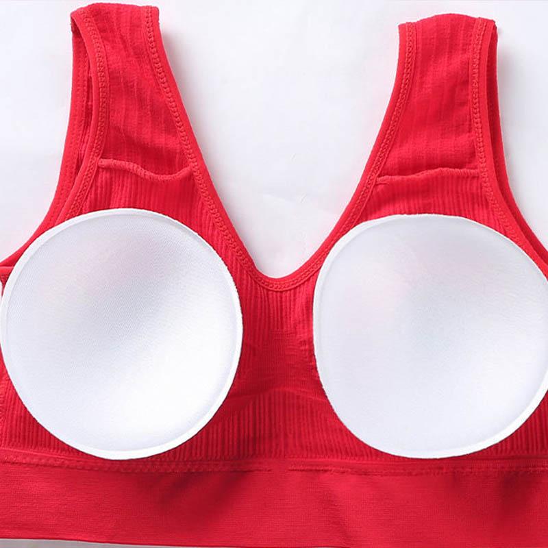 Women's No Steel Ring Bra Sports Underwear Cotton Large Size Yoga Running Shockproof Medium Strength Support Gathering Vest Bra