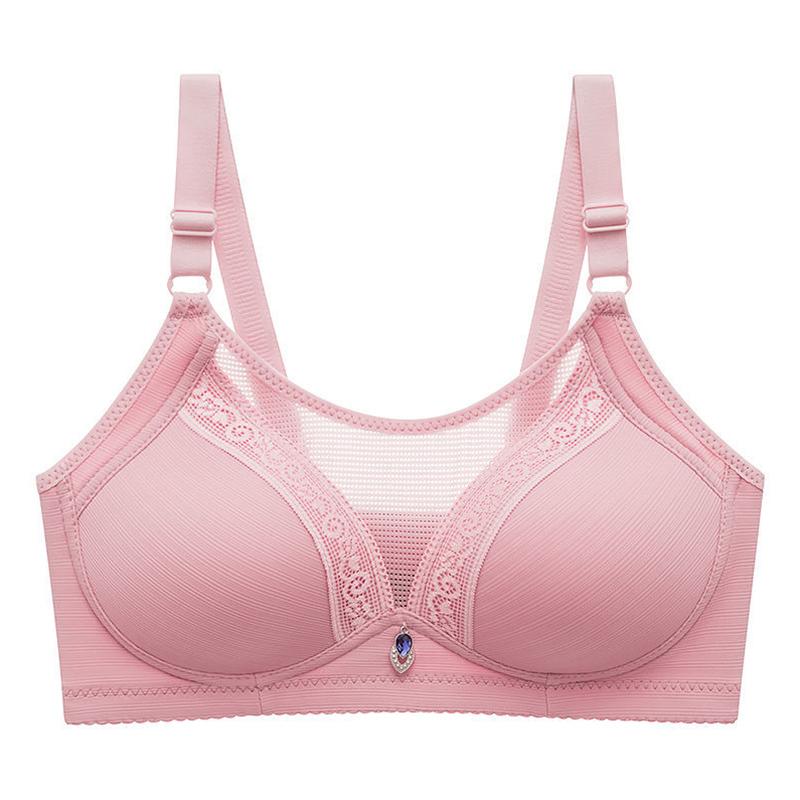 Middle-aged and Elderly Mothers Thin Tube Top Underwear Women's Non-wireless Full Cup Anti-glare Gather Upper Collection Breast Bra