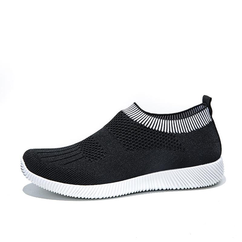Ladies Sports Wind Flying Knit Slip-on Shoes Summer Comfortable and Breathable Sneakers