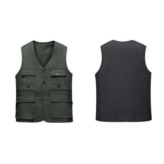 Spring, Summer and Autumn Middle-aged and Elderly Men's Vests Wear Multi-pocket Fishing Photography Casual Vests on Both Sides