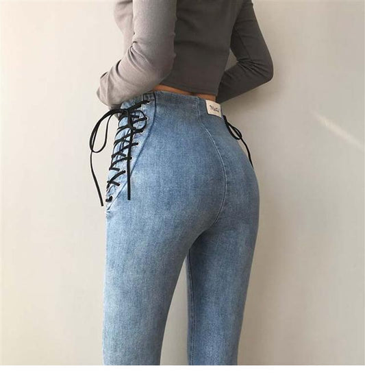 Hip-lifting super high-waisted elastic tight pencil pants