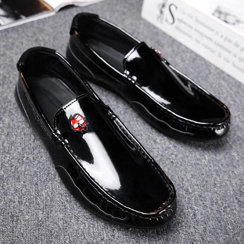 Peas Shoes Men's Wild Casual Shoes Personalized Leather Soft Bottom Summer Breathable Shoes