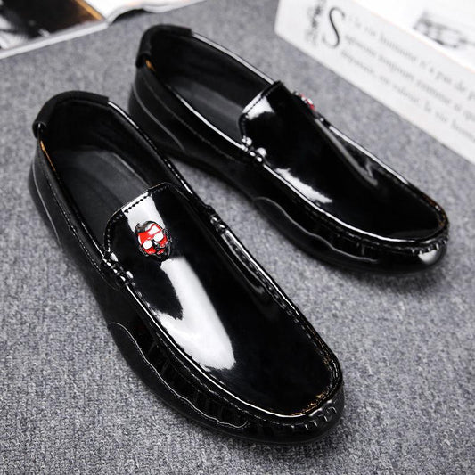 Peas Shoes Men's Wild Casual Shoes Personalized Leather Soft Bottom Summer Breathable Shoes