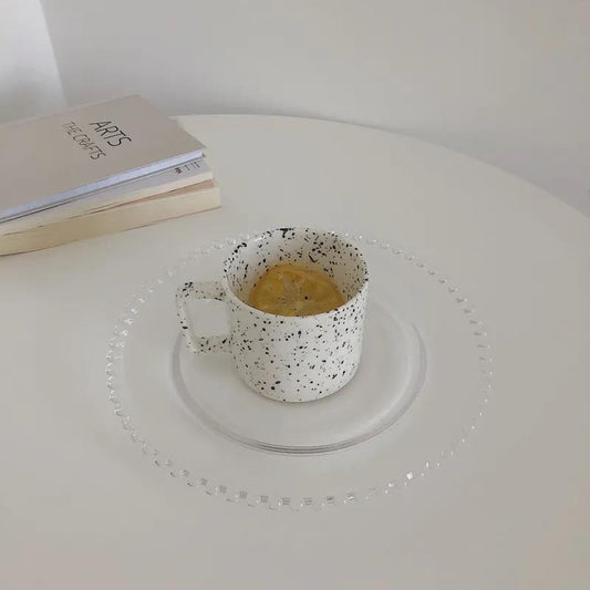 Korea Ins Style Coffee Cup Niche Retro Mug Splash Ink Wave Dot Ceramic Water Cup Female Milk Breakfast Cup