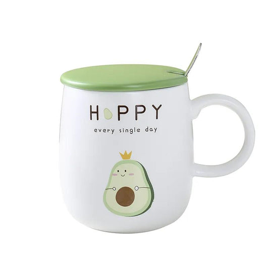 Ceramic Teacup Coffee Large-capacity Household Spoon with Lid Drinking Water Girl Cute Men Student Simple Mug