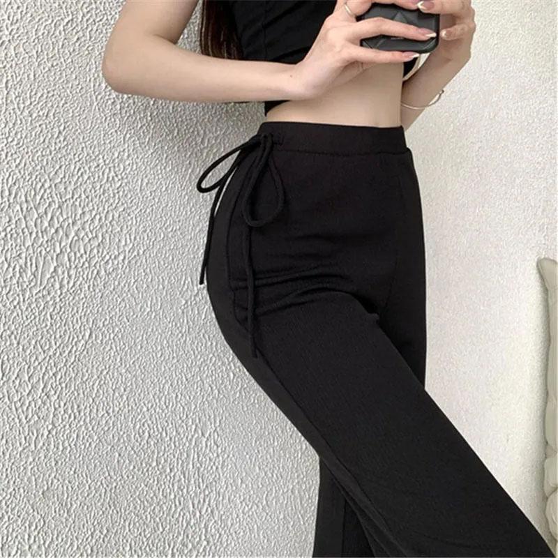 Women's Summer Ice Silk Thin Casual Pants Thin Loose Trousers High Waist Wide Leg Drooping Mopping Pants Flared Pants
