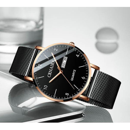 Men Watches Luxury Fashion Business Calendar Stainless Steel Quartz Wrist Watch Male Clock