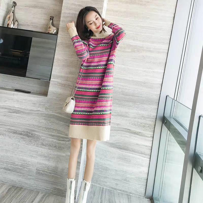 Autumn and Winter Knitted Bottoming Shirt with Long Sleeves Highlights Temperament Tops Slim Fashion Sweater Skirt