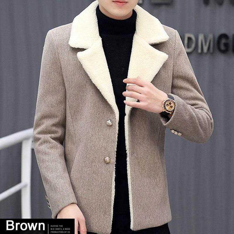 Fleece Jacket Male Korean Version Trend Lapel Men's Winter Clothes Youth Handsome Casual Jacket Men's Top