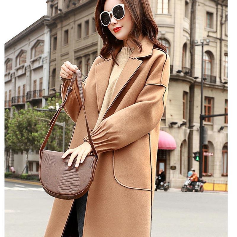 Autumn and Winter Coat Women's Mid-length Cotton and Thick Woolen Loose Casual Coat