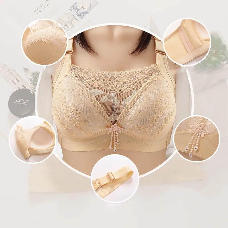Full-cup Large-size Thin Anti-glare Tube Top Underwear Women's Gathered Breasts Non-magnetic Non-wireless Adjustable Breathable Bra