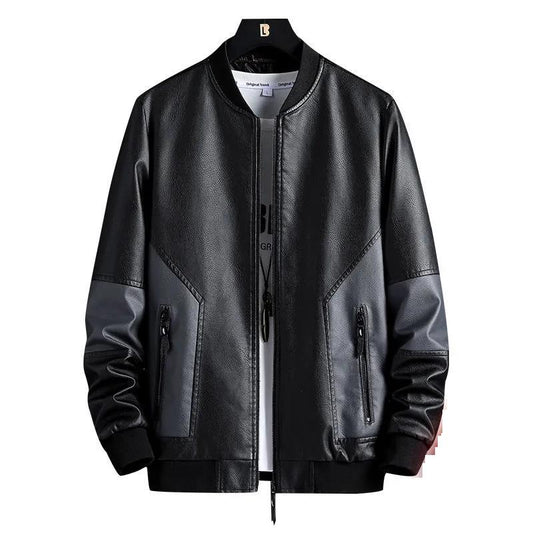 Soft Leather Faux Leather Men's Long-sleeved Jacket Plus Suede Jacket Men's Warm Cotton Clothes Handsome Motorcycle Jacket
