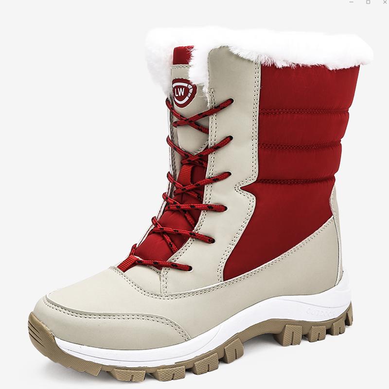 Women's Winter Snow Boots Medium Tube Plus Velvet Women's Boots Thicken Warm Student Cotton Shoes