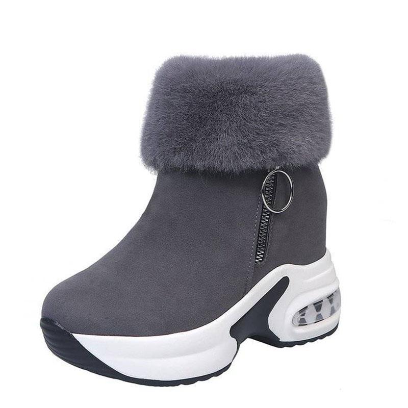 Winter Thick-soled Inner Heightening Plus Fleece Snow Boots High-top Side Zipper Canvas Women's Short Boots