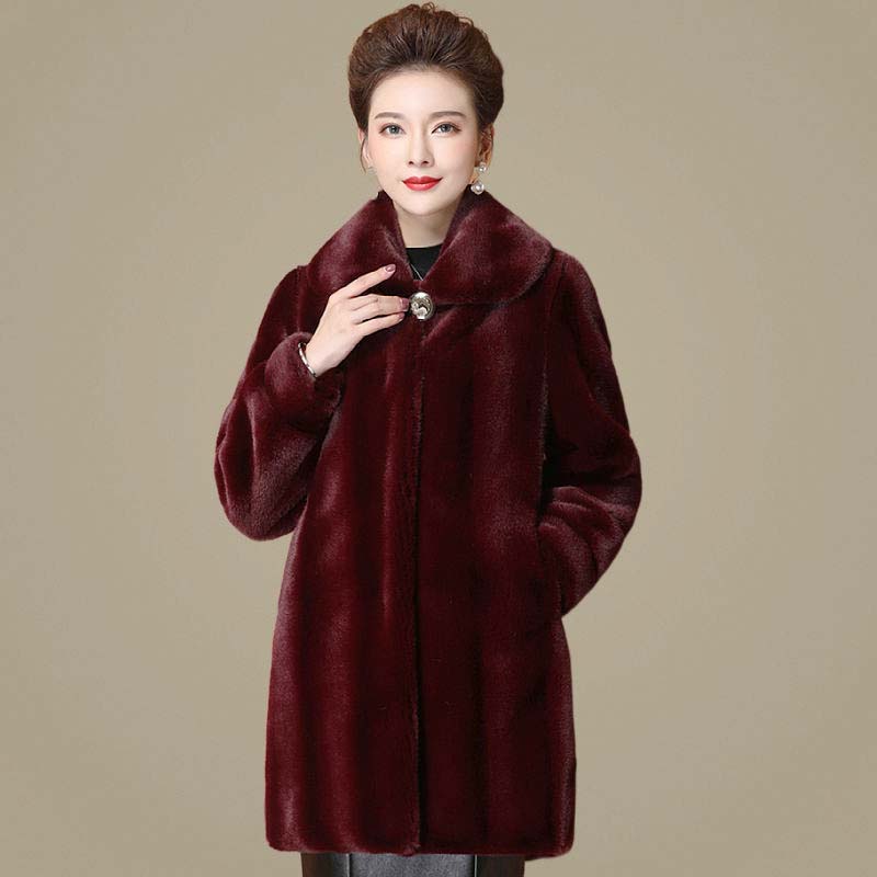 Winter Imitation Mink Fur Coat Female Fur One-piece Imitation Mink Velvet Fur Coat Mid-length Thickening