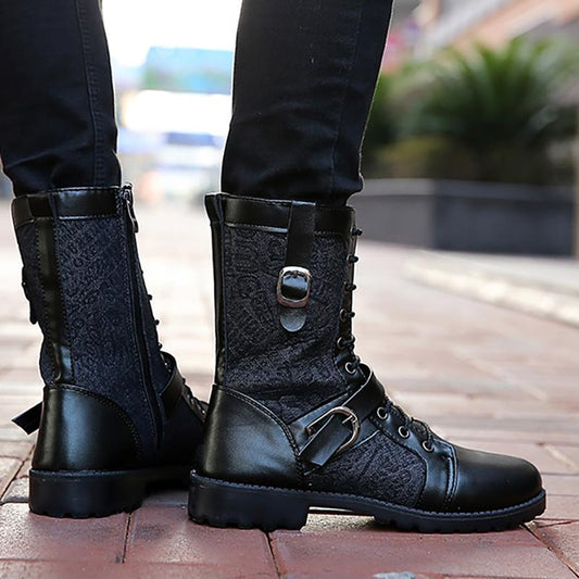 Korean Casual Men's Martin Boots Autumn and Winter Large Size High-top Leather Boots British Trend Military Boots