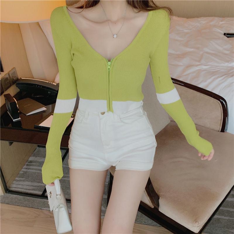 Spring Zipper Jacket Long Sleeve Cardigan Casual Sweater Fashion Slim Young Women Sweater