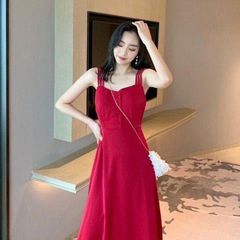 Summer Off-shoulder Suspender Dress Sexy Slimming Long Black Dress Women