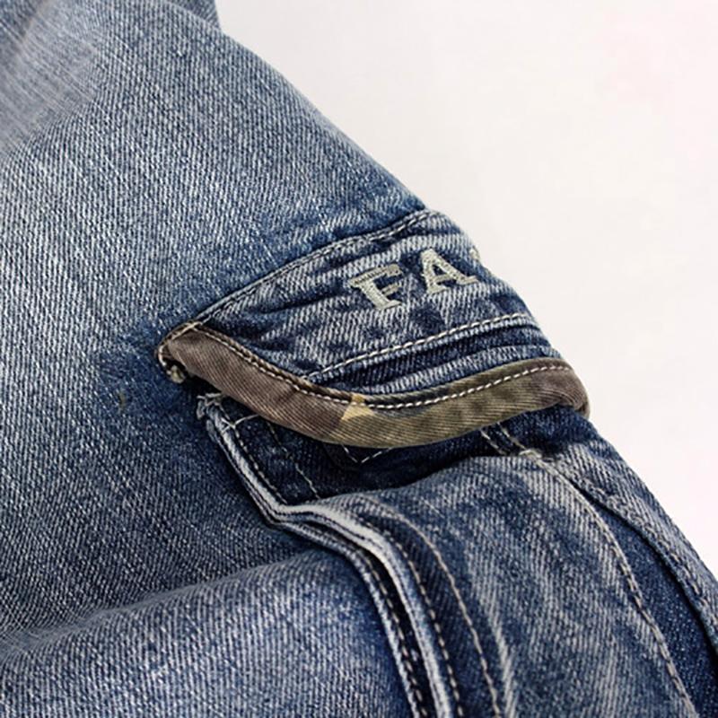 Hip Hop Jeans Plus Size Straight Loose Blue Denim Pants Big Pockets Camouflave Ribbon Fashion Casual Mens Baggy Jean Trousers 40 42 44 46
