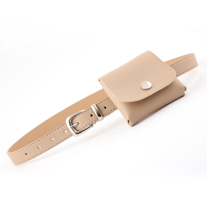 Belt Women Grainy Faux Leather Waist Belt Buckle Waistband with A Small Bag Adjustable