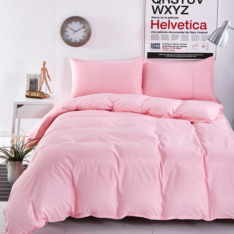 4pcs/set Solid Color Bedding Set Duvet Cover Bedding Sheet Pillowcase 4 Pieces Set