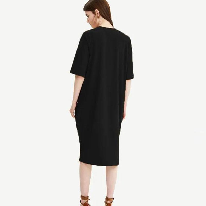 New Spring and Summer Women's Fashion Casual Twist Round Neck Loose Large Waist Dress