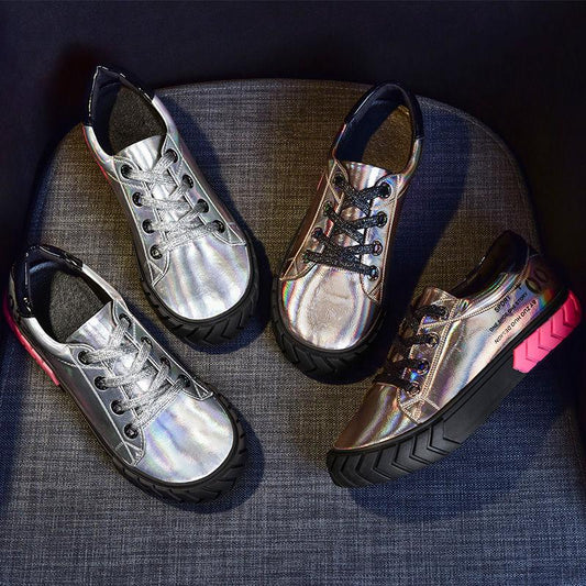 Muffin Thick Bottom Sports Casual Shoes Female Color Matching Harajuku Wild Laser Shoes Ins Tide Shoes