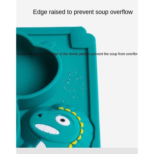 Baby Dinner Plate Suction Cup Grid Plate Cartoon Food Supplement Bowl Children Learn To Eat Silicone Cutlery Set Prato Cuencos