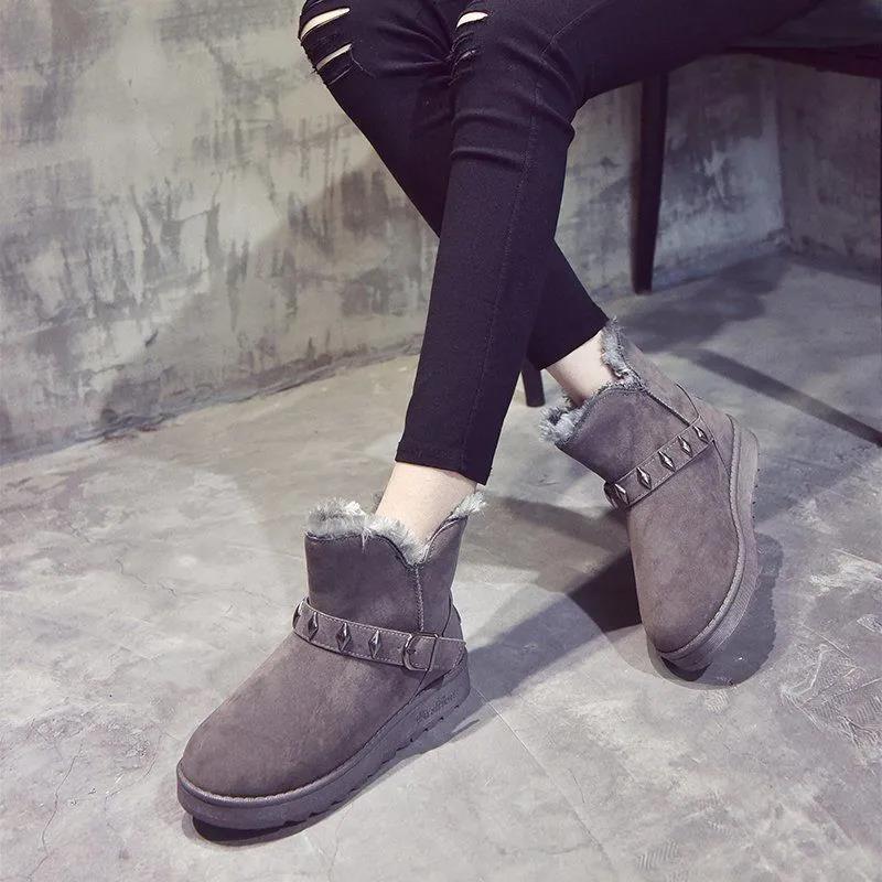 Children's Winter Korean Snow Boots Thick Cotton Shoes All-match Flat-bottomed Plus Fleece Ankle Boots