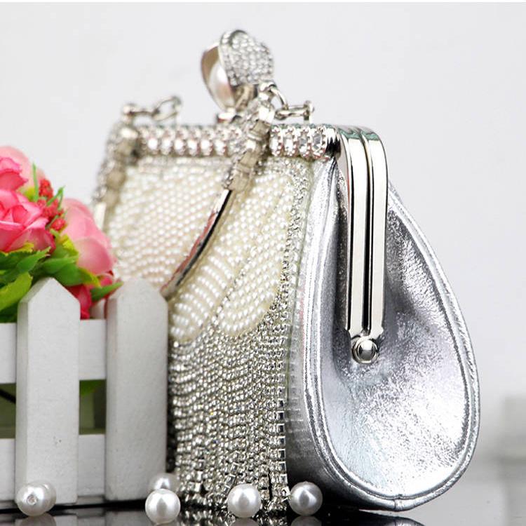 Pearl Bag with Diamond Evening Bag Dress Bag Clutch Bag Messenger Bag Banquet Bag Rhinestone Handbag