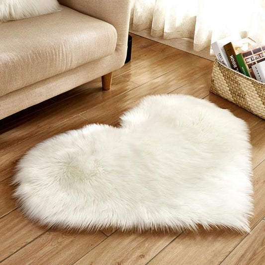 Shaggy Carpet Wool Faux Fluffy Mats Artificial Sheepskin Hairy Mat Love Heart Rugs NO Lint Carpet For Living Room 30x30/40x50cm