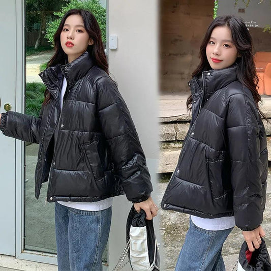 Short Padded Jacket Women's Pearlescent Korean Loose Padded Jacket Student Bread Coat Down Padded Winter Jacket