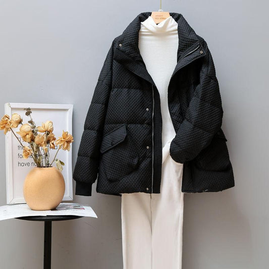 Korean Fashion Loose Down Padded Jacket Women Short Stand-up Collar Small Jacket Large Size