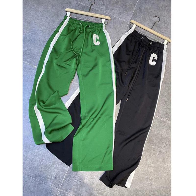 Color Matching Drape Wide-leg Pants Female Summer Korean Version Loose and Thin Ice Silk Straight Sports Casual Pants