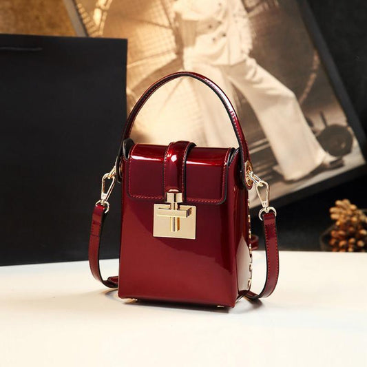 Small Leather Bag, Fashion Trend, Female Bag, Mobile Phone Bag, Mini Satchel, All-match Western-style Patent Leather Handbag