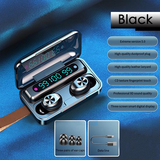 Bluetooth V5.0 Earphones Wireless with Mic Sports Waterproof 2200mAh Charging Box for Ios Android