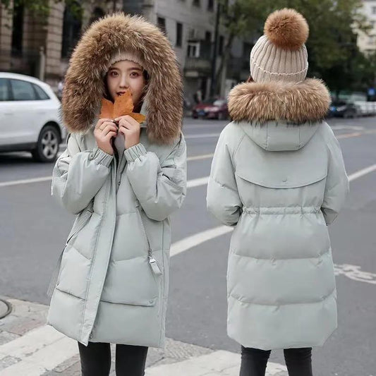 Down Padded Jacket Korean Style Mid-length Fashion Padded Jacket Loose Waist Winter Jacket Thick Padded Jacket
