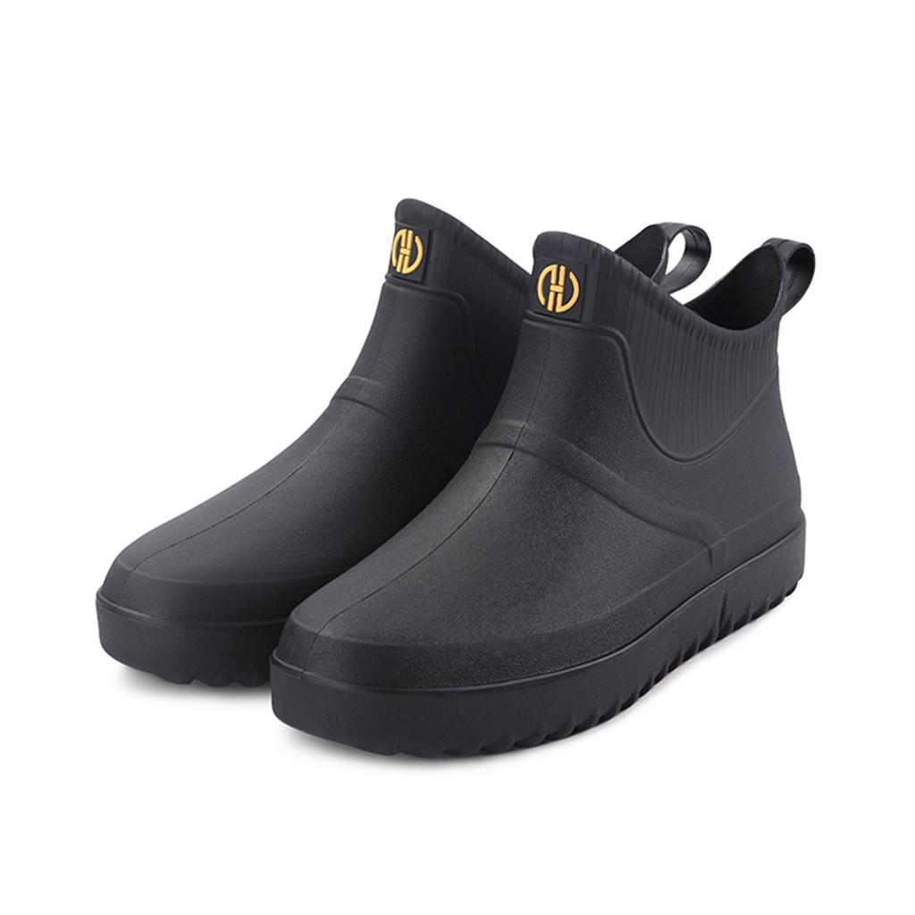 About1988 Men Fashion Casual Outdoor Waterproof Short Ankle Rain Boots Slip On Water Shoes