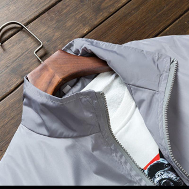 Spring and Autumn Jacket Men's Stand Collar Gown Thin Outdoor Windproof Clothes Youth Top Plus Size Sports Jacket Versatile