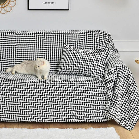 Houndstooth Style Light Luxury Sofa Towel Universal Cover Fabric Nordic Modern Fabric Sofa Cushion Non-slip Anti-scratch