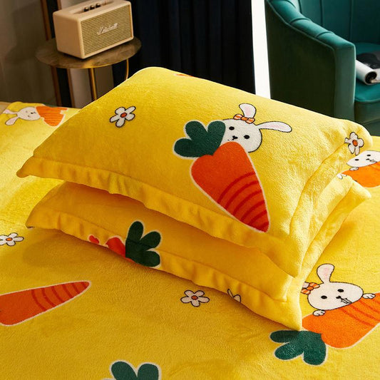 Household Plus Velvet Pillowcase A Pair of Flannel Pillowcases 48X74cm Coral Velvet School Student Pillowcase Bedding