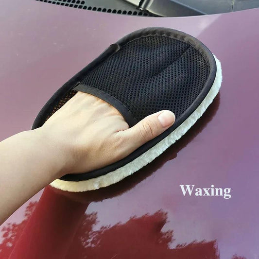 Car Wash Wool Gloves Absorbent and Thickened Special Non-shedding Pure Cotton Wipe Car Waxing Towel Microfiber Wool