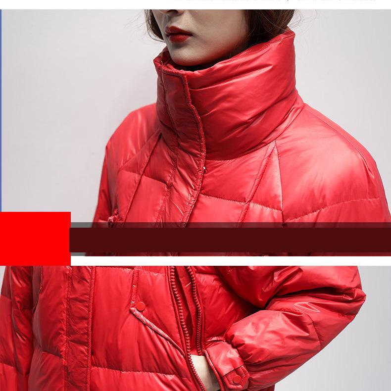 White Duck Down Thick Down Jacket Women Mid-length Casual Short Short Cocoon Loose Coat