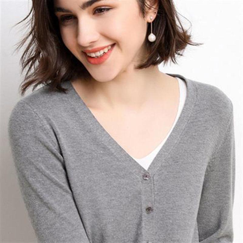 Young Women's Sweater Jacket Autumn/Winter Knitwear Korean Version Large Size Base Shirt V-neck Cardigan