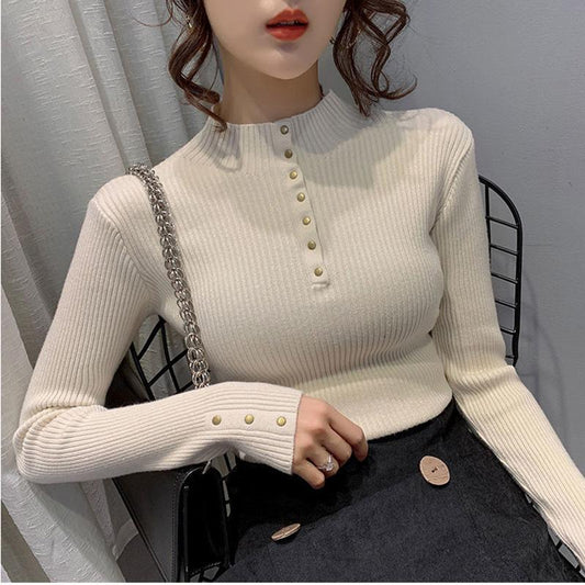 Half-high Neck Bottoming Sweater Women Fall/winter Long-sleeved Stretch Slim-fit Inner Base Sweater Women's Top Sweater