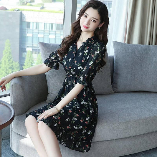 2020 Womens V-Neck Boho Floral Chiffon Summer Party Evening Beach Short Mini Dresses Sundress