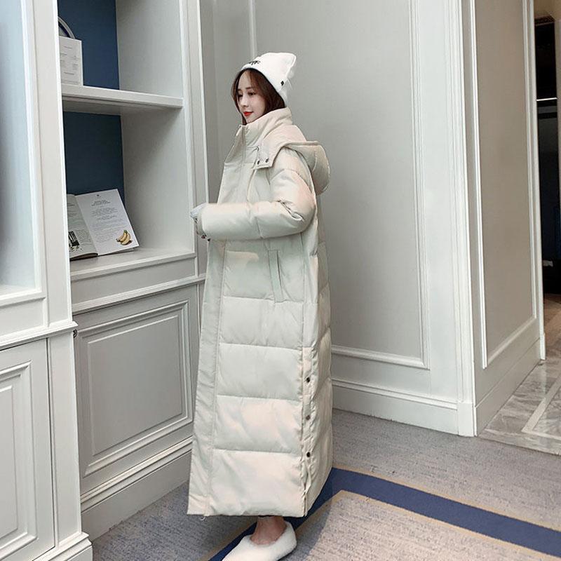 Winter Solid Color Casual Jacket Long Over-the-knee Thick Padded Jacket Fashionable and Versatile Female Down Padded Coat