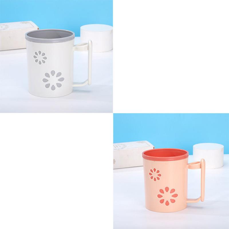 Creative Plastic Double-layer Toothbrush Cup Household Two-color Couple Mouthwash Cup Tooth Tank Water Cup with Handle Wash Cup